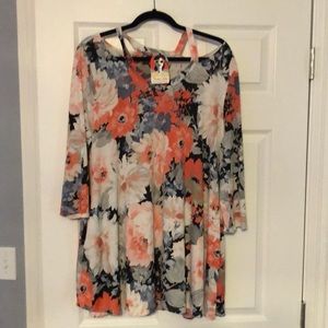 Trader Jakz coral and grey tunic, size 3X